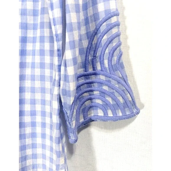 Talbots Blouse Womens Small Embroidery Popover 3/4 Sleeve Lightweight "Tiny Flaw - Picture 3 of 8